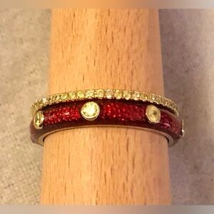 ❤️💛 VGUC Set of 2 Hidalgo Gold Vermeil/Enamel/CZ Stackable Band Rings, SZ 9 💛❤️
